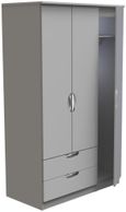 Flora Grey 3 Door Triple Wardrobe - LHF 2 Drawers