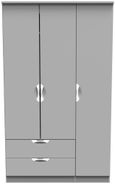 Flora Grey 3 Door Triple Wardrobe - LHF 2 Drawers