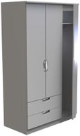 Flora Grey Ash 3 Door Triple Wardrobe - LHF 2 Drawers