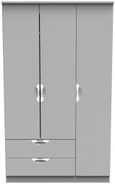 Flora Grey Ash 3 Door Triple Wardrobe - LHF 2 Drawers