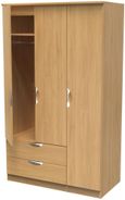 Flora Oak Effect 3 Door Triple Wardrobe - LHF 2 Drawers