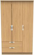 Flora Oak Effect 3 Door Triple Wardrobe - LHF 2 Drawers