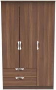 Flora Walnut Effect 3 Door Triple Wardrobe - LHF 2 Drawers