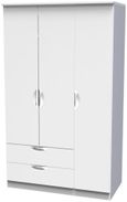 Flora White 3 Door Triple Wardrobe - LHF 2 Drawers