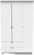Flora White 3 Door Triple Wardrobe - LHF 2 Drawers