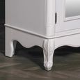 French Style Armoire Wardrobe - Off White Carved - 2 Door Mirror