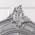 French Style Armoire Wardrobe - Silver Carved - 2 Door Mirror