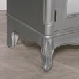 French Style Armoire Wardrobe - Silver Carved - 2 Door Mirror