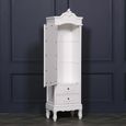 French Style Armoire Combi Wardrobe - White Carved - 1 Door