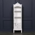 French Style Armoire Combi Wardrobe - White Carved - 1 Door