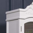 French Style Armoire Combi Wardrobe - White Carved - 1 Door