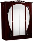 Giada Mahogany Italian 4 Door Wardrobe with Mirrors