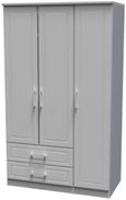 Gina Grey 3 Door Triple Wardrobe - LHF 2 Drawers