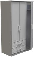 Gina Grey 3 Door Triple Wardrobe - LHF 2 Drawers