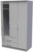 Gina Grey Ash 3 Door Triple Wardrobe - LHF 2 Drawers