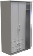 Gina Grey Ash 3 Door Triple Wardrobe - LHF 2 Drawers