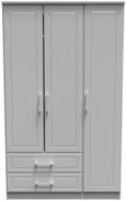 Gina Grey Ash 3 Door Triple Wardrobe - LHF 2 Drawers