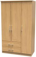 Gina Oak Effect 3 Door Triple Wardrobe - LHF 2 Drawers