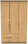 Gina Oak Effect 3 Door Triple Wardrobe - LHF 2 Drawers