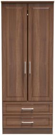 Gina Walnut Effect 2 Door 2 Drawer Double Wardrobe