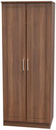 Gina Walnut Effect 2 Door Plain Tall Wardrobe