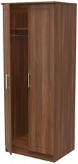 Gina Walnut Effect 2 Door Plain Tall Wardrobe