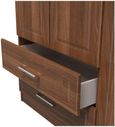 Gina Walnut Effect 3 Door Triple Wardrobe - LHF 2 Drawers