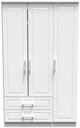 Gina White 3 Door Triple Wardrobe - LHF 2 Drawers