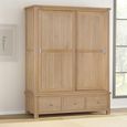 Hayley Sliding Wardrobe - 2 Door - 3 Drawer - Oak