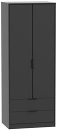 Hong Kong Black 2 Door 2 Drawer Tall Wardrobe