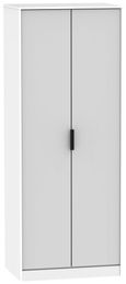Hong Kong Grey and White 2 Door Plain Tall Wardrobe