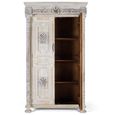 Imbery Wardrobe - 2 Door - Distressed White Carved - Mango Wood