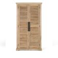 Jaylene Wardrobe - Mango Wood - Louvered - 2 Door
