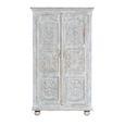 Jensen Wardrobe - 2 Door - Distressed White Carved - Mango Wood