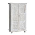 Jensen Wardrobe - 2 Door - Distressed White Carved - Mango Wood