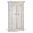 Kahoka Wardrobe - 2 Door - Distressed White Carved - Mango Wood