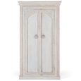 Kahoka Wardrobe - 2 Door - Distressed White Carved - Mango Wood