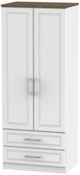 Kent White and Oak 2 Door 2 Drawer Double Wardrobe