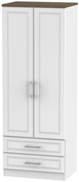 Kent White and Oak 2 Door 2 Drawer Tall Wardrobe