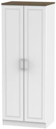 Kent White and Oak 2 Door Plain Tall Wardrobe