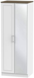 Kent White and Oak 2 Door Tall Wardrobe - 1 Mirror