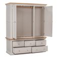 Cotswold Wardrobe - 3 Door - 5 Drawer - Oak and Painted