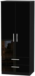 Knightsbridge Black Gloss 2 Door 2 Drawer Double Wardrobe