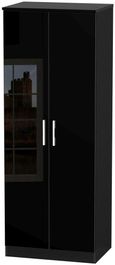 Knightsbridge Black Gloss 2 Door Plain Tall Wardrobe