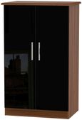 Knightsbridge Black Gloss and Walnut Effect Midi Wardrobe