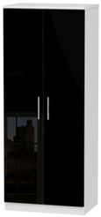 Knightsbridge Black Gloss and White 2 Door Plain Wardrobe