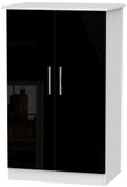 Knightsbridge Black Gloss and White Midi Wardrobe
