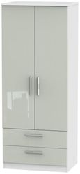 Knightsbridge Cashmere Gloss and White 2 Door 2 Drawer Double Wardrobe