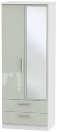 Knightsbridge Cashmere Gloss and White 2 Door Combi Wardrobe - 1 Mirror