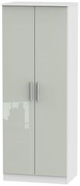 Knightsbridge Cashmere Gloss and White 2 Door Plain Tall Wardrobe